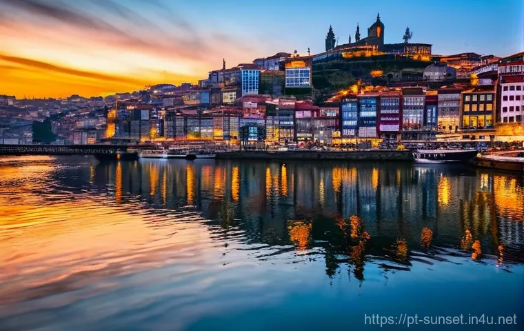 선셋포인트 인생샷 찍기 - **Prompt 2: Dramatic Blue Hour Silhouette in Lisbon**
    A telephoto photograph showcasing the hist...