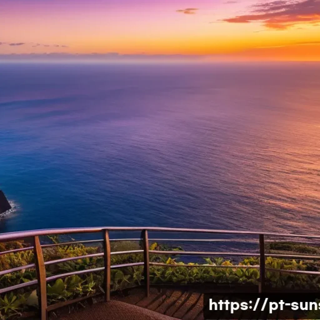 선셋포인트 산 정상에서 보는 선셋 - A panoramic, breathtaking view of the sunset over the Atlantic Ocean from a high viewpoint in Ponta ...