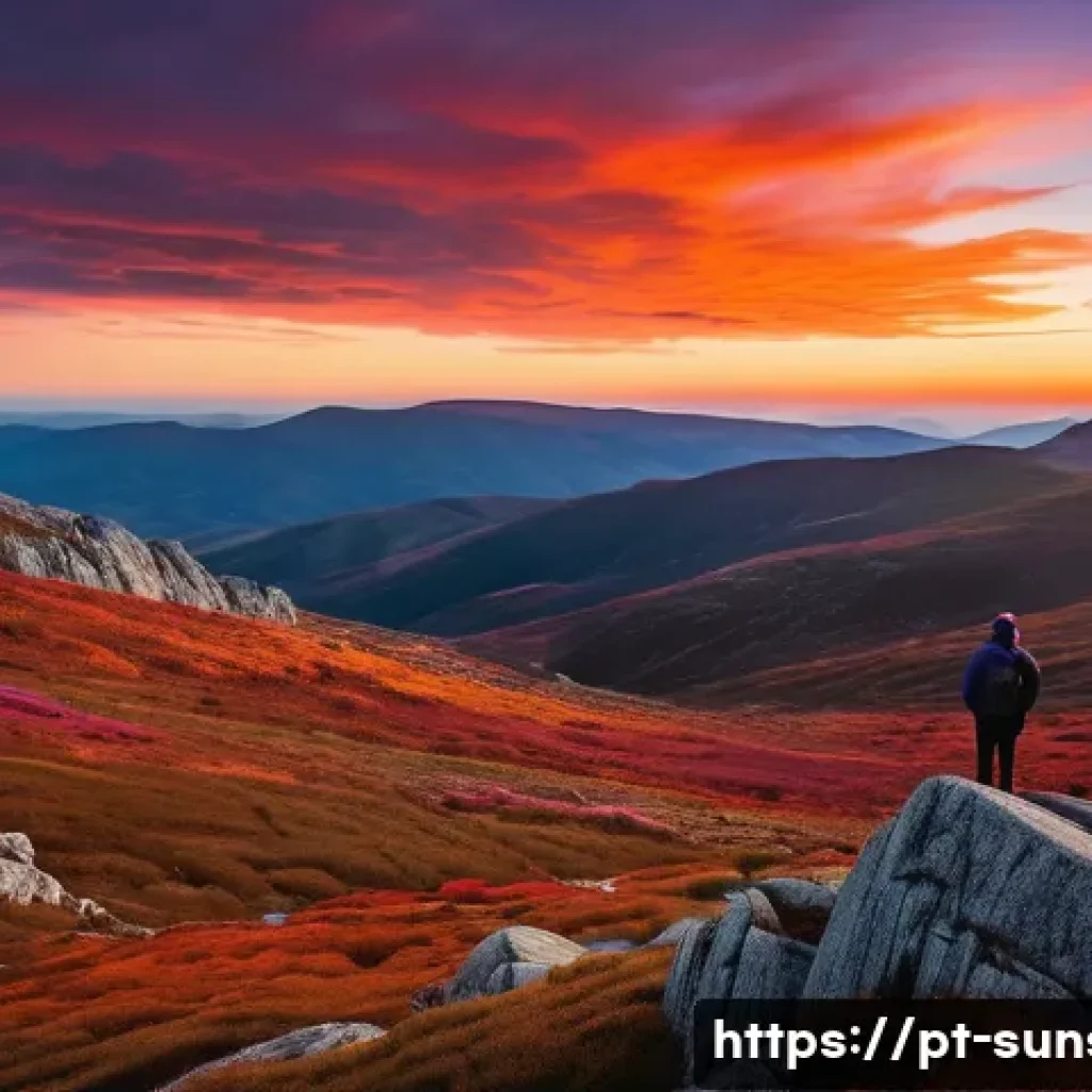 선셋포인트 고산지대에서의 선셋 - A breathtaking panoramic sunset view from Miradouro dos Piornos in Serra da Estrela, Portugal. The s...
