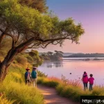Home 20 선셋포인트 명소에서의 가족 여행 - A panoramic view of Sunset Point at golden hour, showcasing vibrant native vegetation and colorful b...