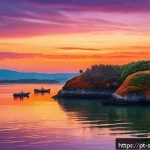 Home 19 선셋포인트 해안도로 - A breathtaking panoramic view of Sunset Point at dusk, featuring a vibrant sky painted in rich shade...
