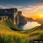 Home 23 선셋포인트 다큐멘터리 촬영지 - A breathtaking sunset scene at Sunset Point in Brazil, featuring dramatic golden light casting long ...